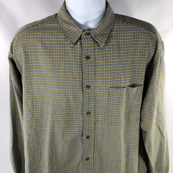 Horny Toad Shirt Large Check Green Long Sleeve Button Down Mens Pocket Cotton - Picture 1 of 12